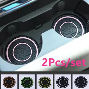 2pcs Double Circle Universal Fit Car Cup Holder Coasters - Non-Slip and Anti-dust Insert Auto Car Cup Mat Car Interior Accessories Car Accessory