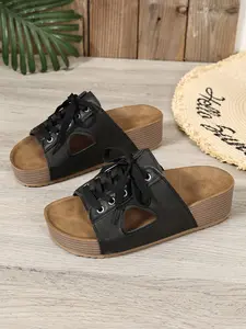 European and American Style Strap Thick Sole Sandals for Women, New Open-Toe Platform Slippers, Casual Versatile Outdoor Mules