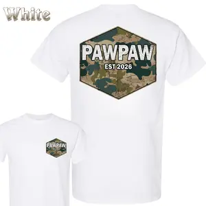 Pawpaw T-Shirt - Pawpaw Est 2026 Camo Hexagon Badge Back Print Design , Proud Grandpa Family Lifestyle , Father’s Day Family Gathering Outfit , Graphic Tee Shirt , Gift For Pawpaw Grandpa Hunting Camo Lover