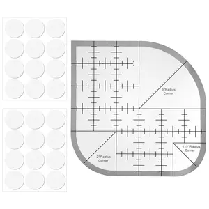 Curved Corner  Quilting Ruler  Sewing Patchwork Ruler Quilting Templates for DIY Multifunctional Tool with 24 count  Anti-Slip mats Radius Corner Right Angle Transparent