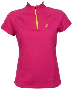 ASICS Womens Speed Inner Muscle Short Sleeve Half-Zip Casual Outerwear Casual - Pink