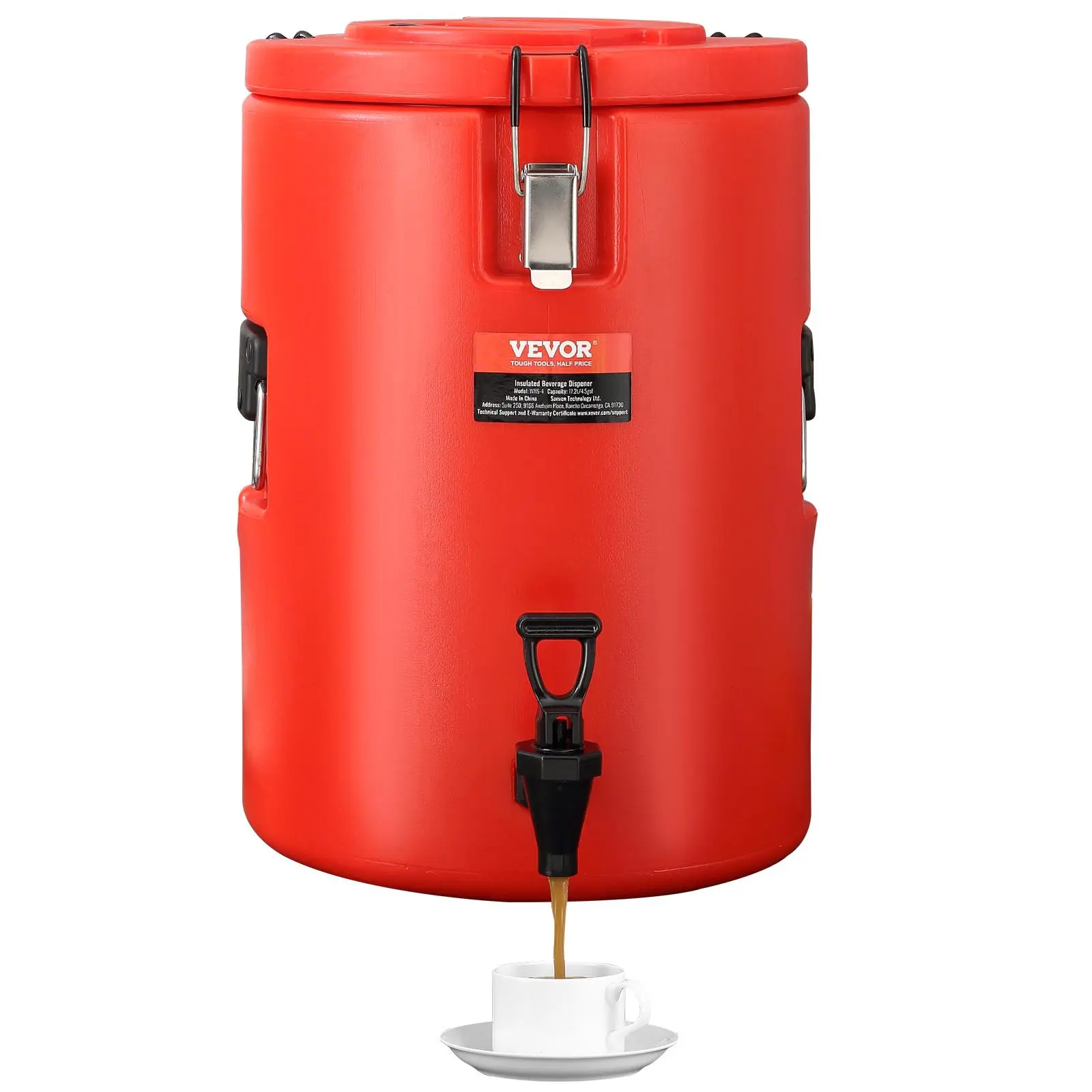 【Backtoschool】VEVOR Stainless Steel Insulated Beverage Dispenser, 4.5 Gallon 17.2 Liter, Thermal Hot and Cold Drink Server Dispenser with Spigot Handle, Food-grade for Hot Tea Coffee Water Restaurant Drink Shop