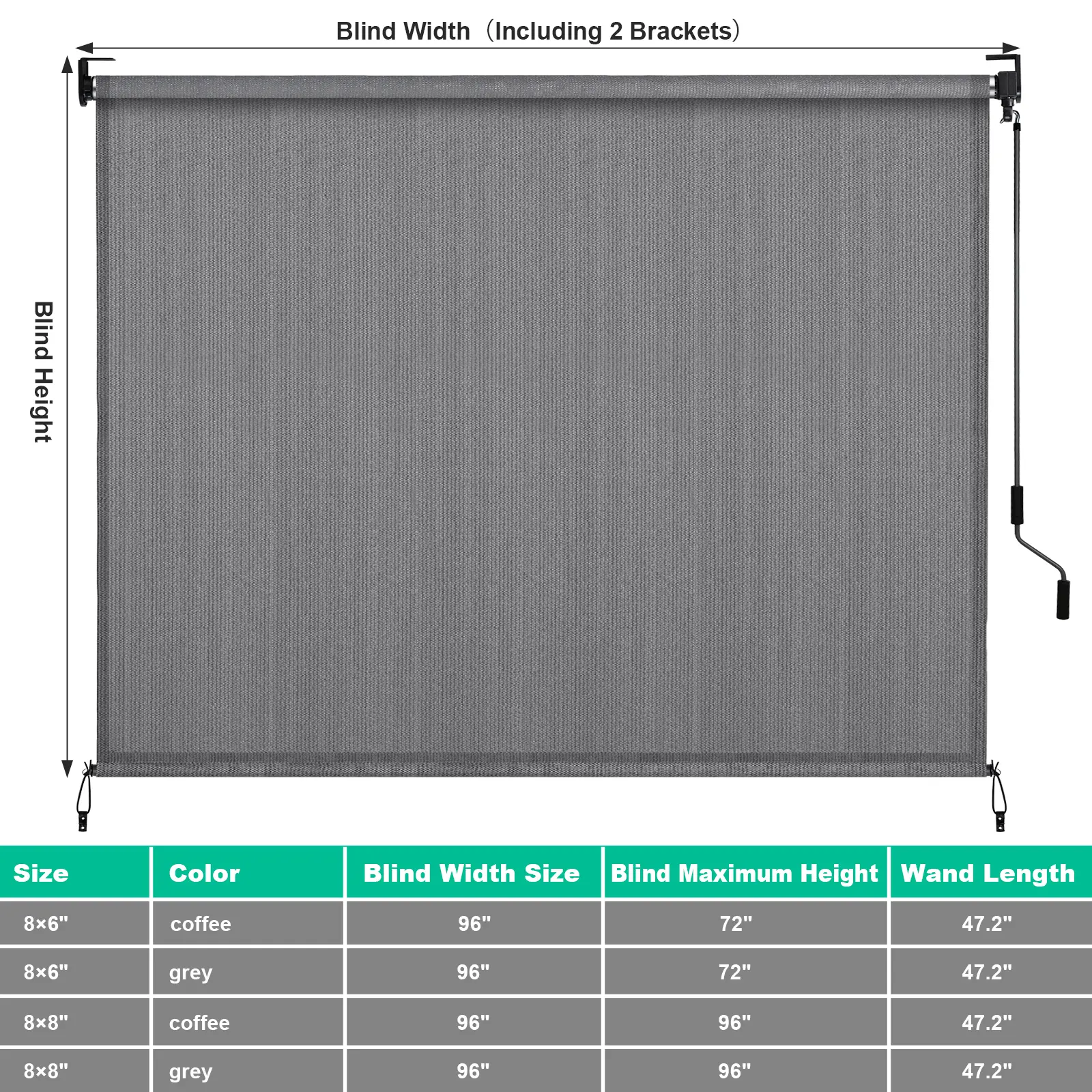 aluminum tube dimensions for patio umbrella Tilt | Auto-Tilt, Fade-Proof, Wind Resistant | Commercial Grade | Sunbrella Antique Beige Create a calm TLGREEN Outdoor Roller Sun Shade,