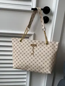 Women's Fashionable Geometric Pattern Tote Bag, Casual Large Capacity Shoulder Bag, Office Work Bag for Daily Used, Trendy All-match Bag for Commute, Work, Travel, Trendy Commuter Bag