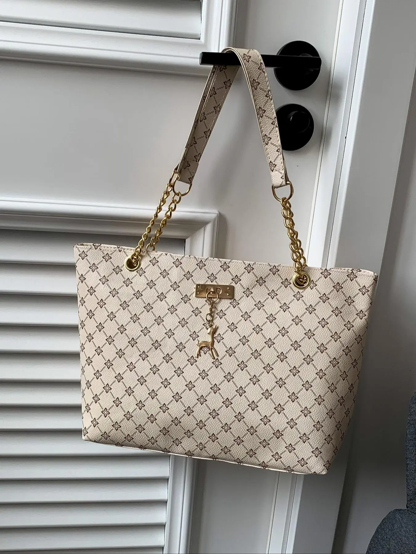 Women's Fashionable Geometric Pattern Tote Bag, Casual Large Capacity Shoulder Bag for Daily Used, Trendy All-match Bag for Commute, Work, Travel