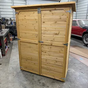VEVOR Outdoor Storage Shed,  Large Wooden Outside Storage Cabinet with Waterproof Roof and Metal Frame, Double Lockable Doors Garden Tool Shed Storage House Cabinet with Shelves & Floor, 55"x67.5"