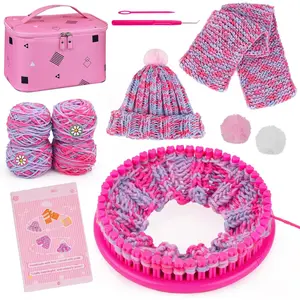 Knitting Loom Craft Kit for Kids & Beginners - Create Hat & Scraf with Yarn, Hook Needle, Birthday Gifts for Teens Girls Age 6-8 8-12 14+, Rose Loom