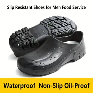 Men's High Quality Non-Slip Chef Shoes-Professional Eva Work Shoes for Kitchen, Garden and Hotel-Neutral Black Non-Slip Clogs, Kitchen Shoes | Comfortable round Toe Design | High Quality Shoes