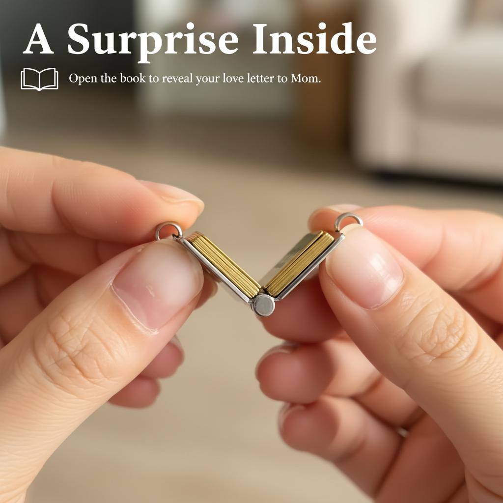 My Little Star Necklace for Mom Heartfelt Gift with Engraved Message Meaningful Jewelry for Mother's Day Birthday or Special Occasions Mini Book Pendant Design