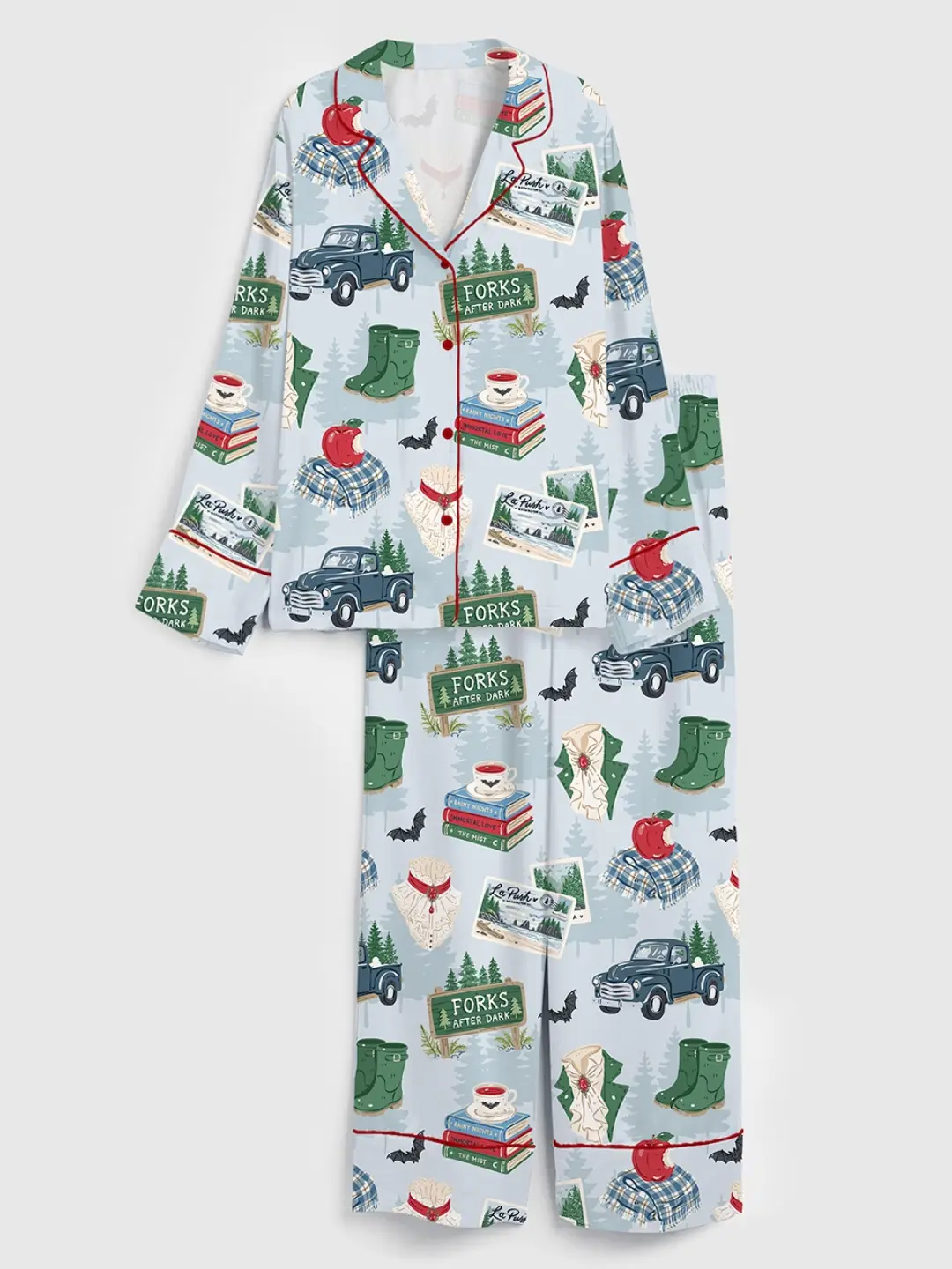 Women's Twilight Forks Forest Silky Satin Pajama Set