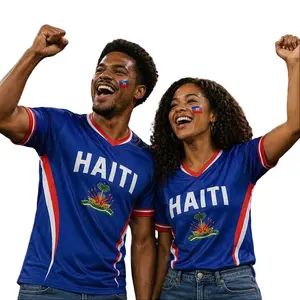 Custom Haiti Soccer Shirt – Personalized Blue Red White Football Jersey with Name & Number