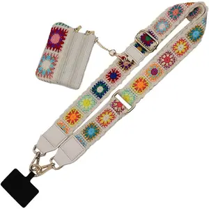 Clip and Go Strap for Phone with Wallet Crossbody,Phone Wristband,New Phone Strap with Card Holder,Adjustable Phone Crossbody Strap,White Pattern