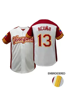 Men's Retro Venezuela #13 Baseball Jersey, Embroidered Fan Gear, Men's Short Sleeve Button Up Baseball Shirt for Game Day