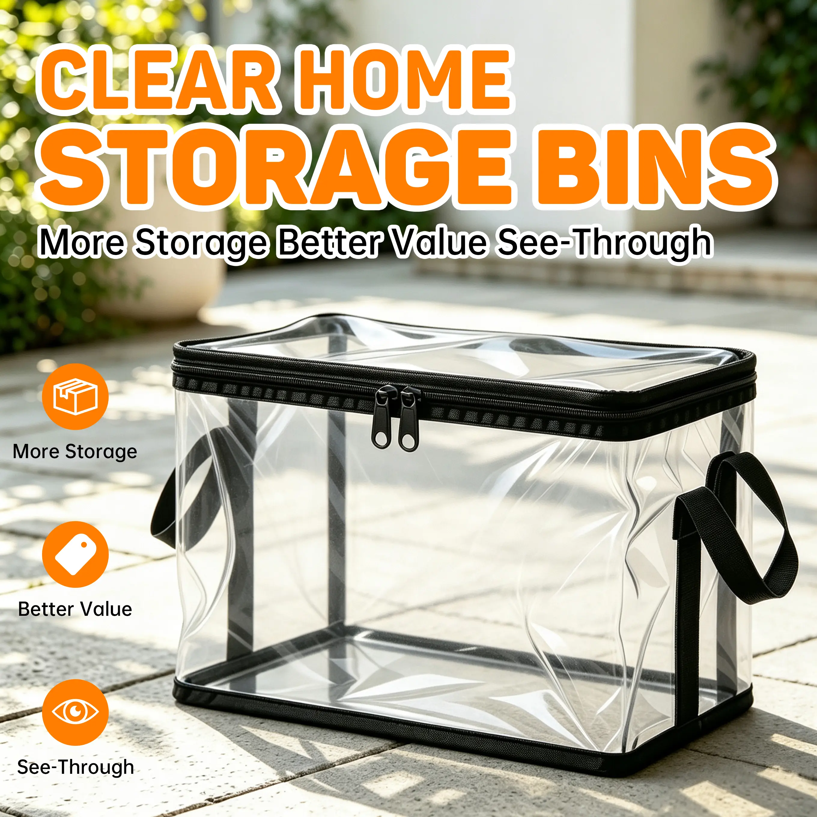 Waterproof Clear Camping Gear Storage Bag, PVC Organizer Tote for Outdoor Equipment, Blankets, Clothes, Car Trunk & RV Storage