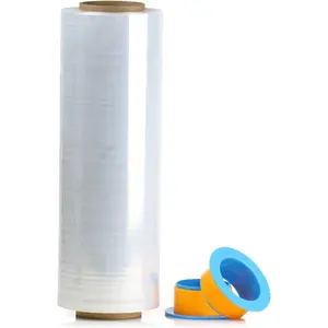 1 Roll 1500ft Industrial Clear Stretch Wrap 70 Gauge 15inch with 3inch Handles, Shrink Wrap Roll for Pallet Wrap, Durable Self-Adhering ing, Moving, Heavy Duty