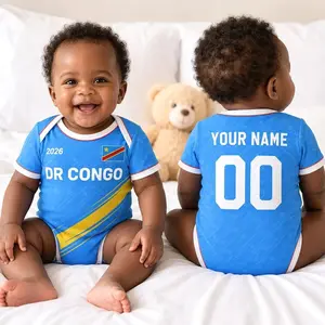 Personalized DR Congo Baby Bodysuit, Custom Name Number Infant Soccer Outfit, DR Congo Baby Jersey FAH