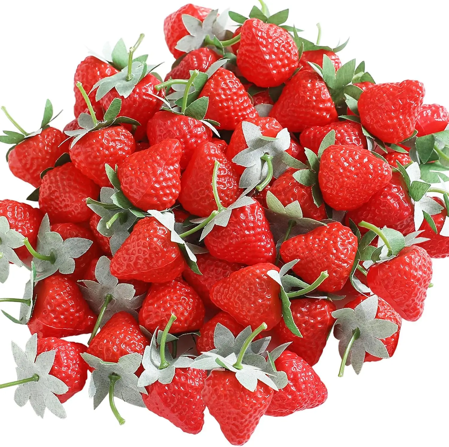 60 count  Strawberries Decor,  Fruit Artificial Strawberry Kitchen Decor, Plastic Strawberry Party Decorations, Realistic   Lifelike for Display Photography Props