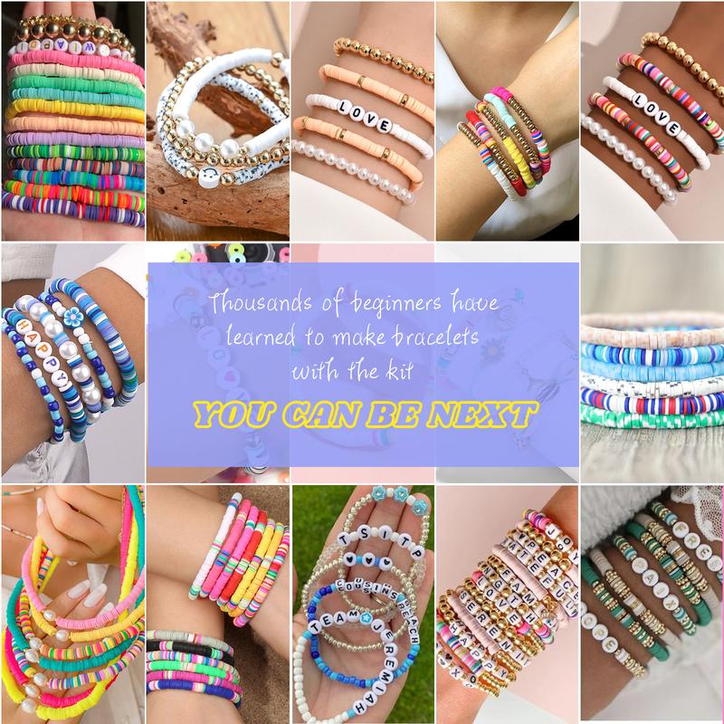 Clay Beads Bracelet DIY Kit - 6300pcs 6mm Polymer Clay Beads Set with 18 Vibrant Colors, Letter Charms, Gold Rings & Accessories for Jewelry Making Perfect Gift for Girls' Necklaces & Crafts TikTokShopBlackFriday