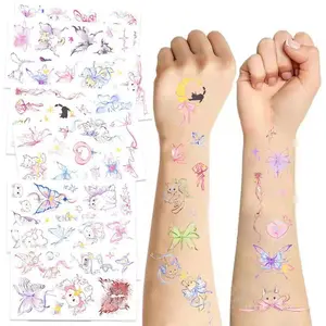 BAGHPBM 60-Piece Cartoon & Anime Butterfly-Cat Niche Fake Tattoos, Colorful, Waterproof, Long-Lasting Beauty & Personal Care Makeup Accessory