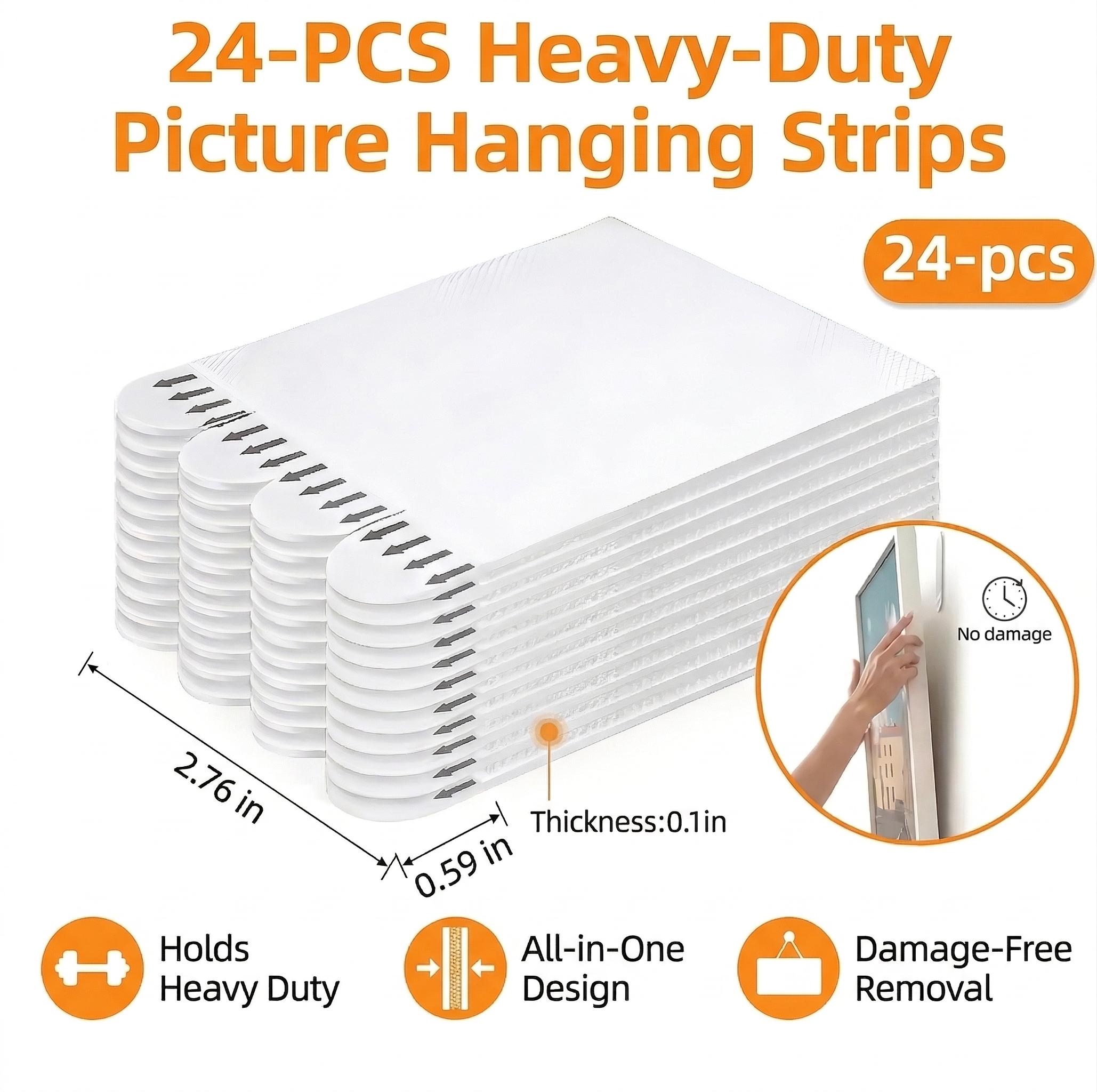 Removable Picture Hanging Strips Nail-Free Double Sided Adhesive Strips No Damage Wall Mount for Frames Hook & Loop All-in-one Heavy Duty
