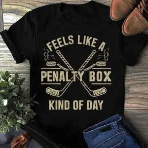 Classic Comfort: 100% Cotton Men's Tee. Feels Like A Penalty Box Kind Of Day Funny Hockey Pullover Hoodie - Hockey Player Shirt, Hockey Team T Shirt, Hockey Moms, Hockey Lover Gift Fashion 	   Unisex T-shirts
