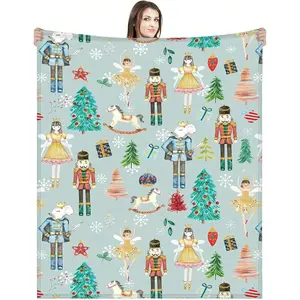 Christmas blanket-Christmas Nutcracker Throw Blanket Soldier Prince Fairy Mouse Gift 60 X 50 Inches Ballet Nutcracker Christmas Soft Blanket For Xmas Home Sofa Couch Bed Decor(Green)-Christmas gift