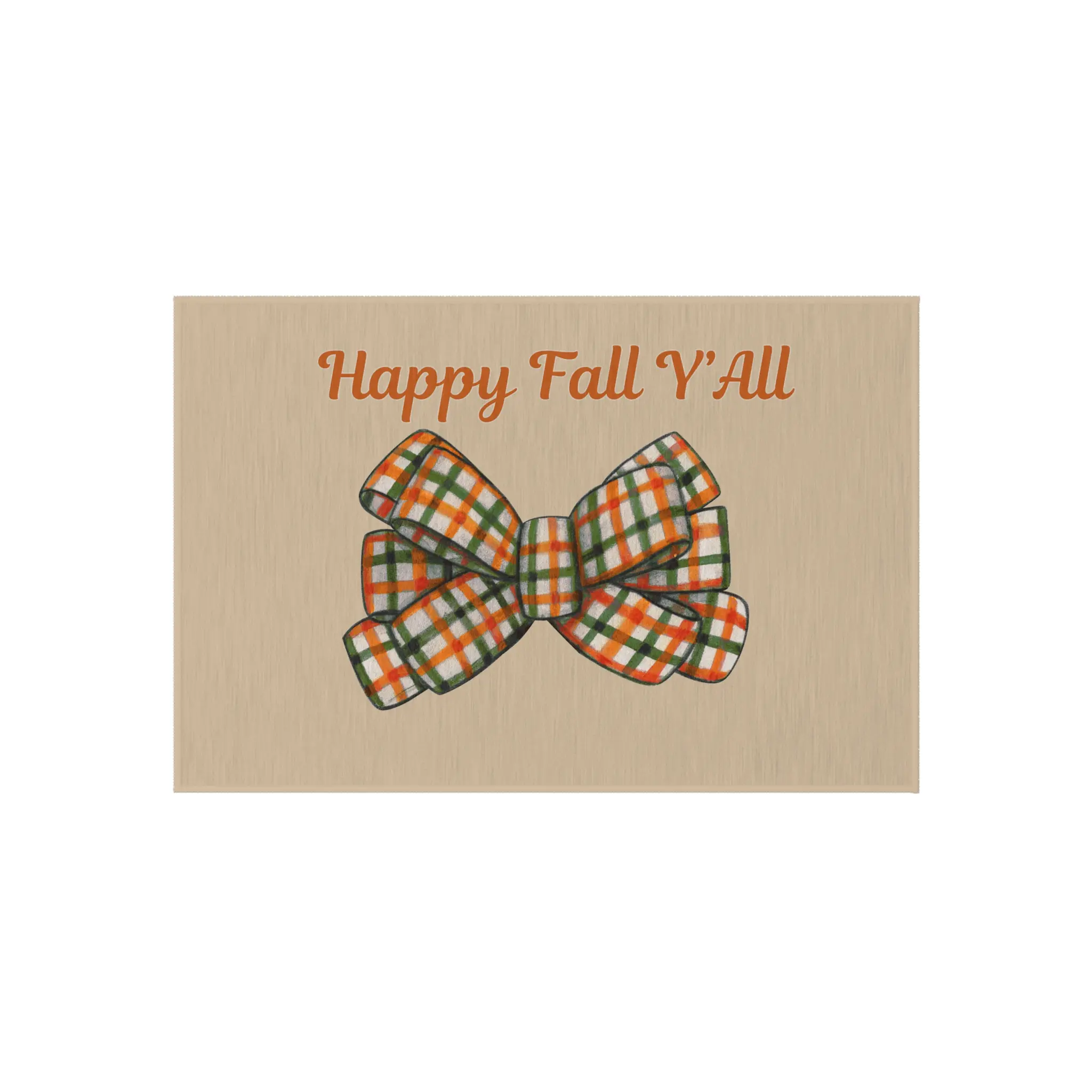 Outdoor Rug, Fall Autumn Southern Style Plaid Coquette Bow, Happy Fall Y'all, Area Rug, Indoor Outdoor