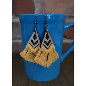 Macrame wood earrings