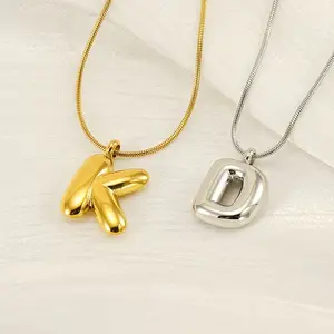 【PANG Jewelry】Bubble 26 English Letters Smooth Pendant Necklace, A Niche and Versatile Necklace Accessory Gift Minimalist