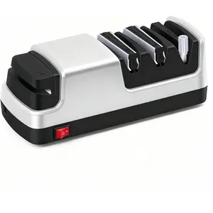 Knife Sharpener, 2-Stage Sharpening System for Straight/Serrated, Scissors & Polishing Rod, Blade Sharpener