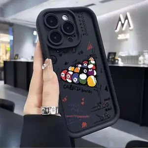 Art Graffiti Pool Billiards Phone Case Compatible with iPhone 17 16 15 14 13 12 11 PRO MAX PLUS, AIR Mini SE and iPhone XS MAX, Shockproof Soft TPU Back Cover, Ideal Holiday Gift for Friends and Family