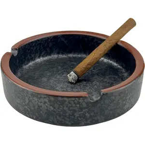 Stylish Medium Size Dazzling Black Ceramic Ashtray, Indoor & Outdoor Cigarette Ashtray for Home Coffee Bars and Patios
