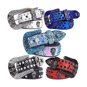 Men’s & Women’s Rhinestone Shiny Western Rivet Belts — Shiny Diamond Denim Belts for Jeans