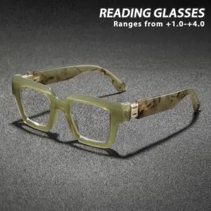 Men's Plastic Square Floral Reading Glasses, Square Frame Eyeglasses, Vintage Casual Style, High-Quality American Fashion Eyewear, Comfortable Relaxing Feel