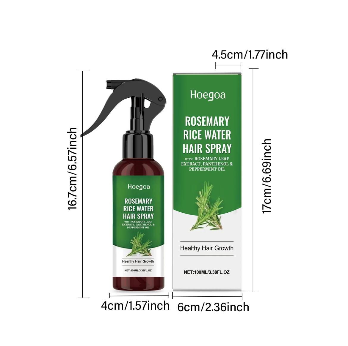 [Buy 2 Get 2 Free]Rosemary Rice Water Spray Liquid, 3.38 FL OZ, with Rosmarinus Leaf Extract & Mentha Piperita (Peppermint) Oil, Scalp Nourishment & Massage Haircare Fuzz Booster for All Hair Types
