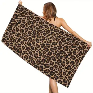 Leopard Print Beach Towel — Quick-drying and water-absorbent, featuring a modern and stylish design. Suitable for swimming, camping, bathing, traveling and more scenarios. Machine washable, a must-have essential for summer.