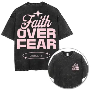[Holy Threads] Faith Over Fear Joshua 1:0 Unisex Washed T-shirt Vintage Tee Jesus Shirt Jesus Tee Christian Merch Christian Apparel God Apparel Faith Clothing Christian Bible Shirt
