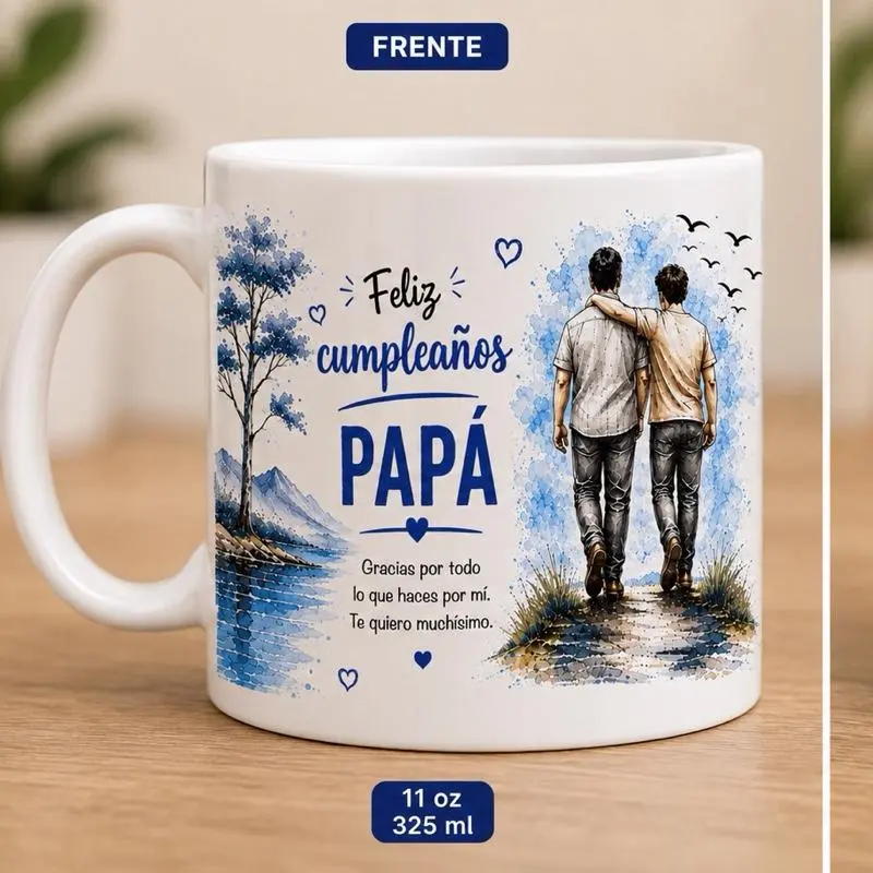 Taza Personalizada para Papá – Feliz Cumpleaños | Diseño de Hijo o Hija