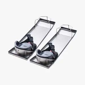 VEVOR Concrete Knee Boards Stainless Steel, 28''x 8'' Concrete Sliders, 2 Pairs Concrete Knee Pads Moving Sliders, with Knee Pads Board Straps for Cement and Concrete Finishing