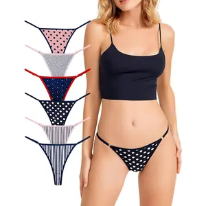 Underwear Women 6 Pack Cotton – Adjustable G String Thong – Low Rise Gstring Tanga – Sexy Women’s Panty Set – V String Thongs