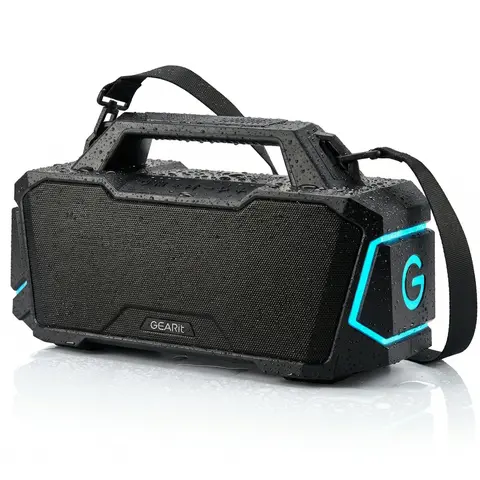 GearIt BOOM 240W Portable True Wireless Bluetooth 5.3 Stereo Speaker - IPX6 Waterproof, Adjustable Strap with Handle, RGB LED Lights, Deep Bass Audio, Aux Input, Mic Input for Karaoke, USB Port, Stable Link, 12-hr Playtime, Pool/Outdoor Electronics Gadget