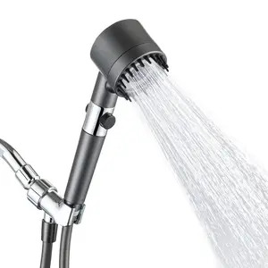 TioLooxy Upgraded high-pressure filter shower head, suitable for hard water—handheld shower head set, four spray modes, massage shower head, includes 5 PP cotton pads.