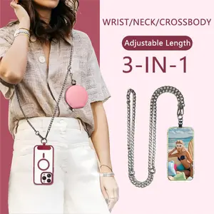 Adjustable Crossbody Phone Lanyard with Zippered Pouch, Clip and Go Strap for Phone and Wallet, Hands-Free Multifuctional Cell Phone Strap for Women/Men, Perfect for Travel, Running, Shopping, Christmas Gift