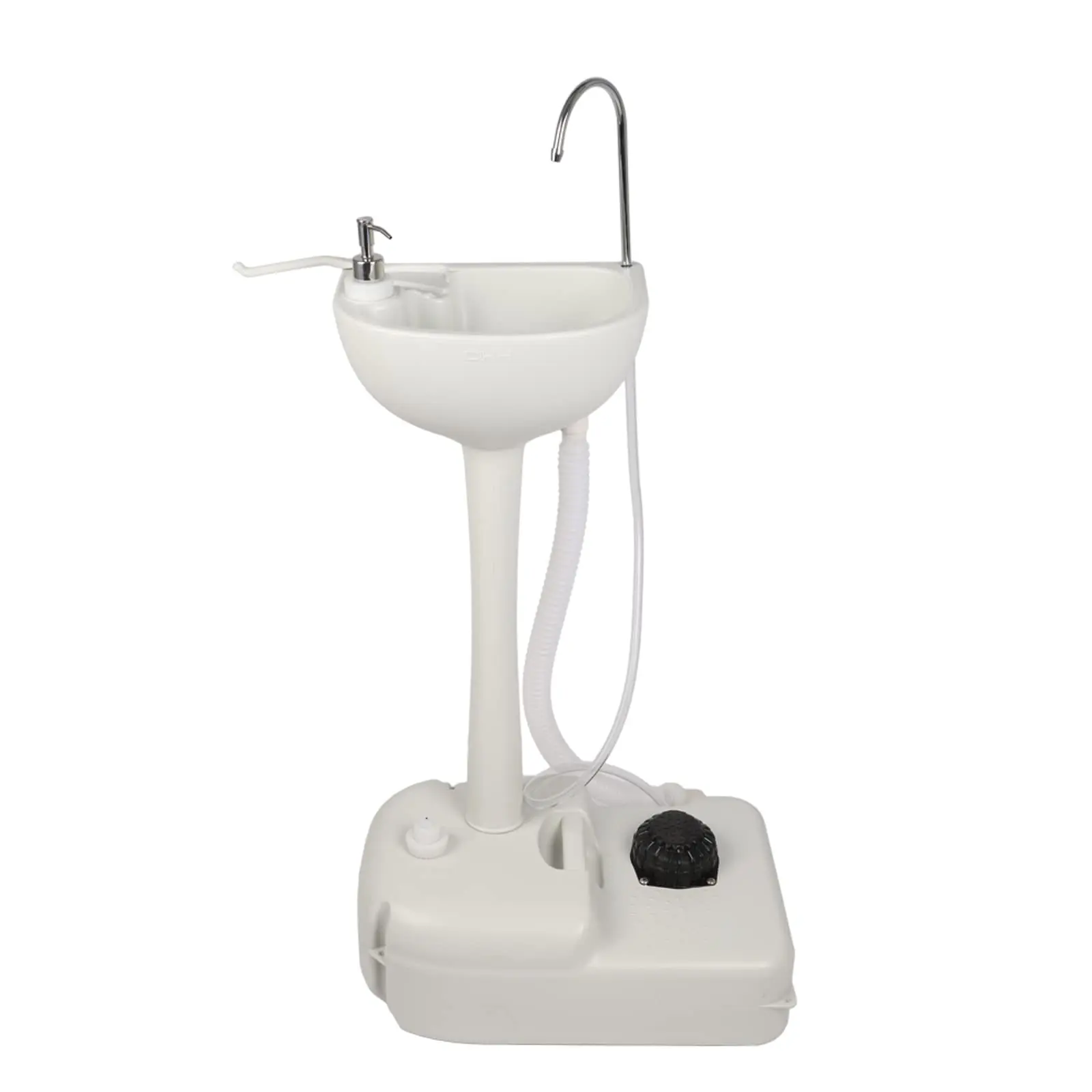 Portable Camping Foot Pump Sink with 19L Water Tank, HDPE Plastic Rolling Base, Towel Holder, Soap Dispenser & Faucet – Outdoor Washing Station for RV, Boat
