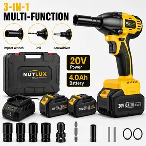 20V Cordless 3-in-1 Impact Wrench Drill Screwdriver Set, Multi-Function Electric Power Tool Kit with 4.0Ah Li-ion Batteries & Charger,cordless impact wrench, 3 in 1 power tool, cordless drill set, electric screwdriver set, cordless wrench kit driver