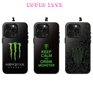 [BLACK EDITION] Monster Energy iPhone Case + 5 FREE Stickers - Unleash The Beast Dual Shell Cover - Premium 2-Piece Shockproof Tough Case for iPhone 17 16 15 14 13 12 11 Pro Max Plus X XR