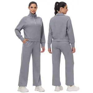 Women's 2 Piece Tracksuit Matching Sweatshirt & Wide Leg Pants Fall Casual Outfits for Travel Athletic Workout Golf Yoga Everyday Clothing