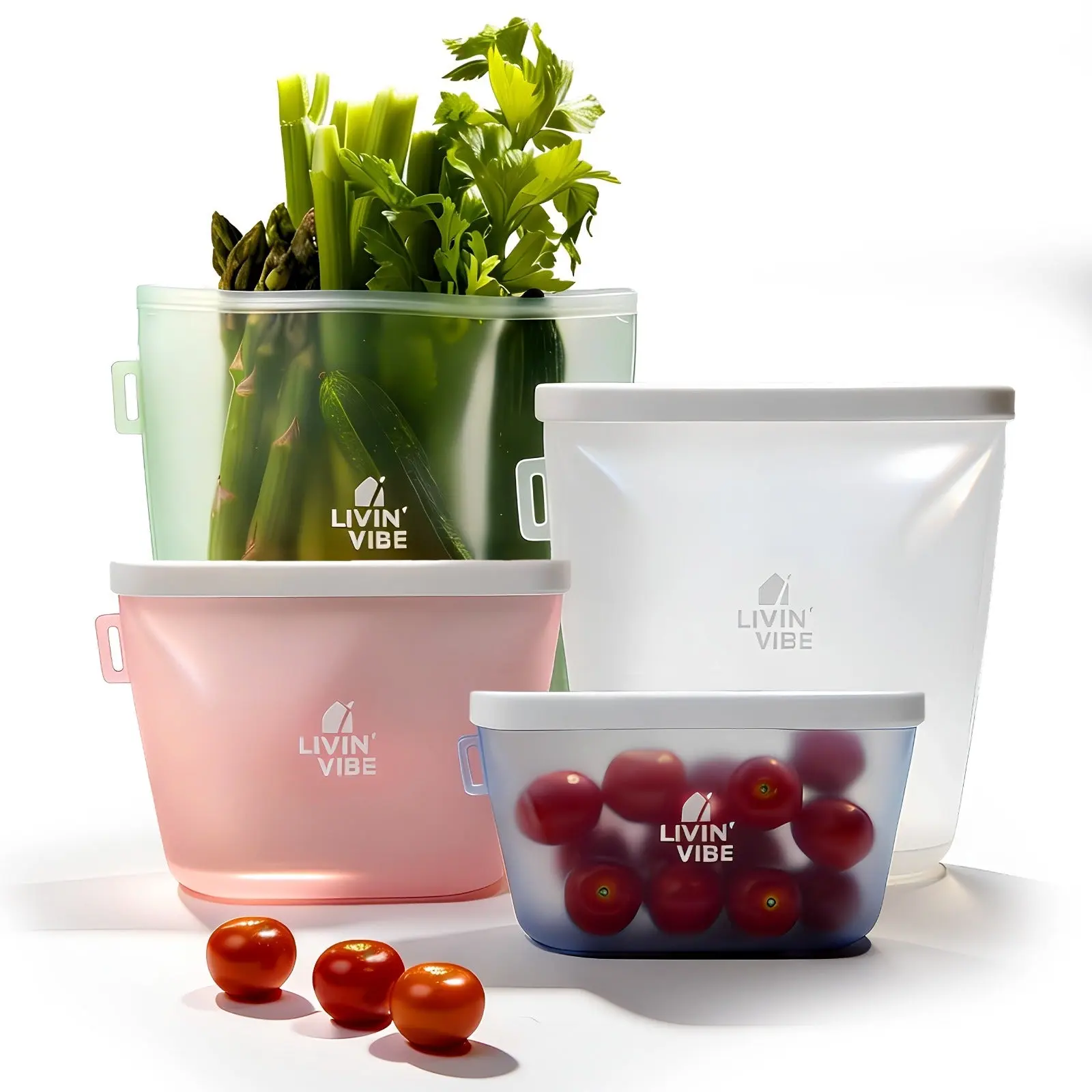 Reusable Graduated Silicone Leak-Proof Kitchen Food Storage Containers, 4-Piece 4-Size Set with 1000ml Capacity - Oven-Safe Microwave-Safe Meal Prep Leftover Savers