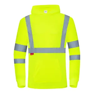 ProtectX Men's  High Visibility Light Weight Hooded Long Sleeve Safety Shirts for Construction 3-Pack Menswear Reflective Clothing Uniforms Workwear