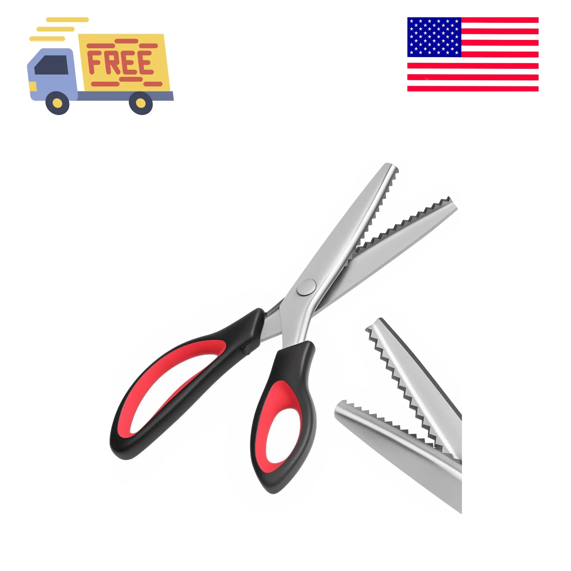 Pinking Shears, 9” Zig Zag Scissors for Fabric，Professional Handheld Dressmaking